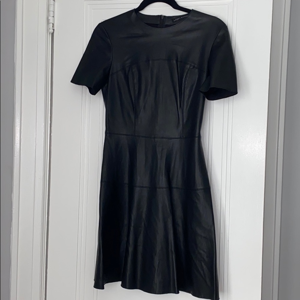 Zara Woman Pleather Black Dress (Small)